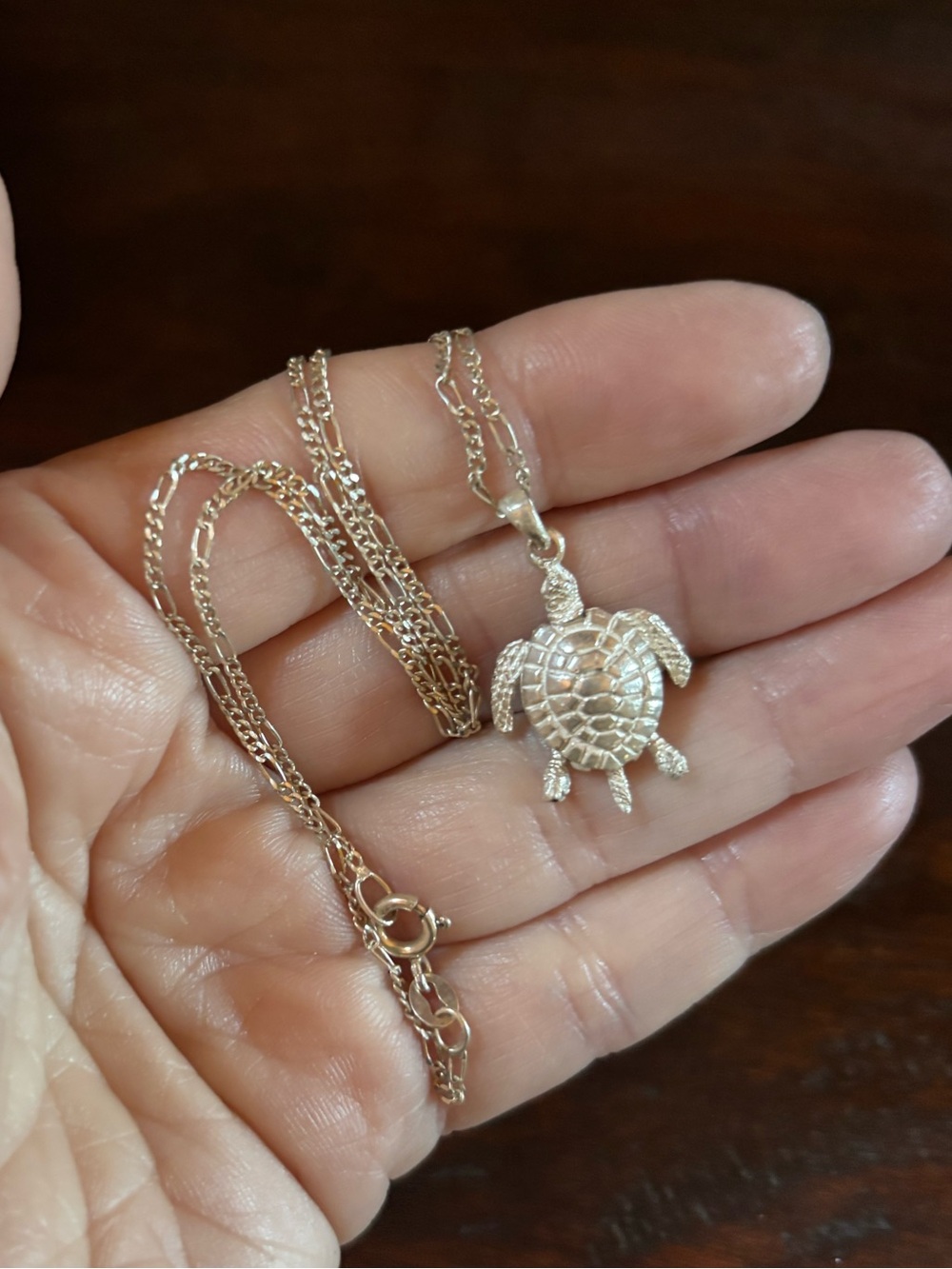 Vintage Sterling Silver Sea Turtle Pendant Necklace - Picture 2 of 13